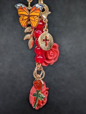 Bag Charm and Key Chain-butterfly, roses